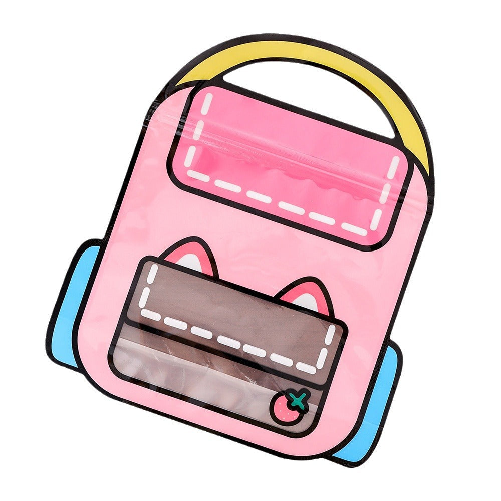 Backpack Shaped Zip Lock Bags Plastic Resealable 21x18cm 10pcs 4