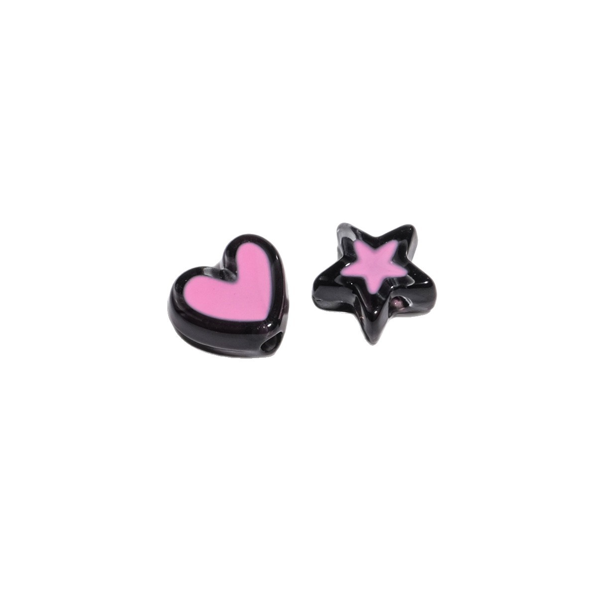 Double Sided Star & Heart Acrylic Beads 11mm Enamel Glossy 50pcs 2