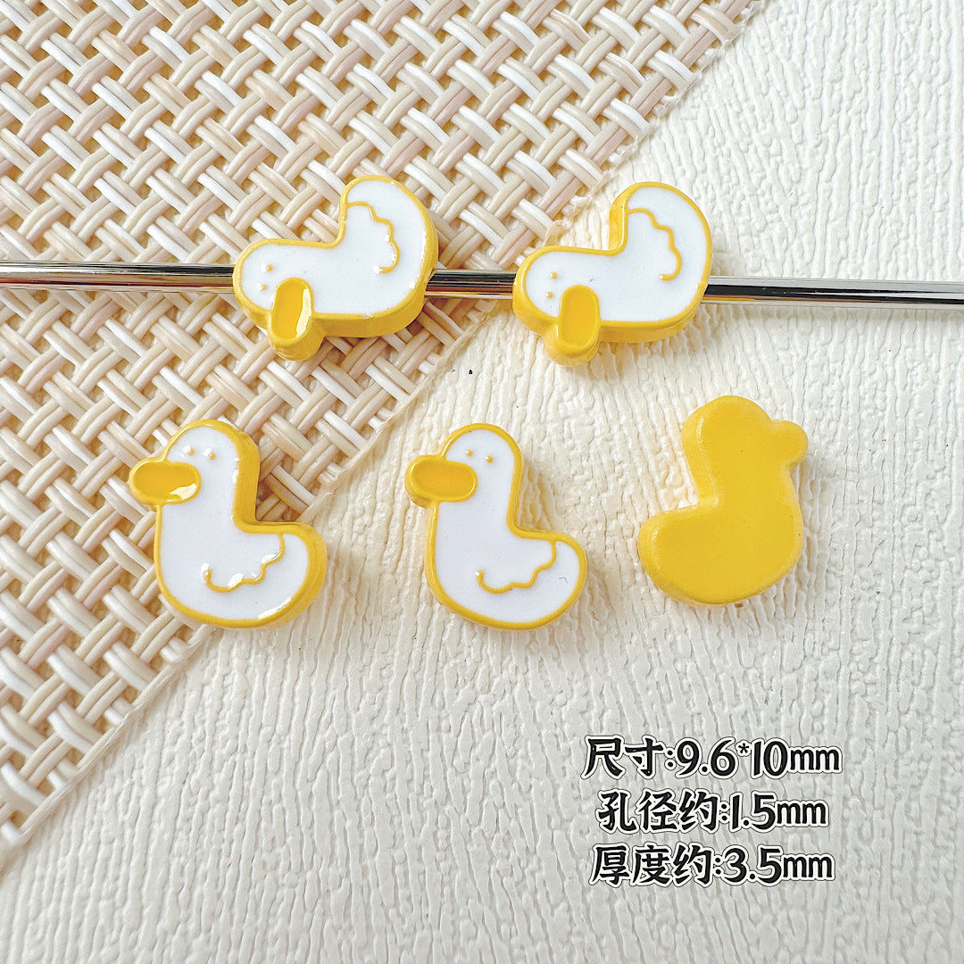 Baking Painted Duck and Strawberry Cake Metal Beads 13/10mm 20pcs 20