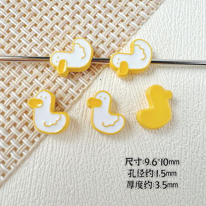 Baking Painted Duck and Strawberry Cake Metal Beads 13/10mm 20pcs 20