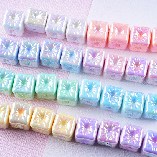 Macaron Color Balloon Square Acrylic Beads 14mm UV Plating 50pcs 2