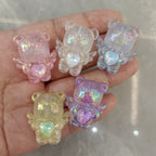 Glow Wing Bear Acrylic Beads 31mm Pastel Iridescent 50pcs