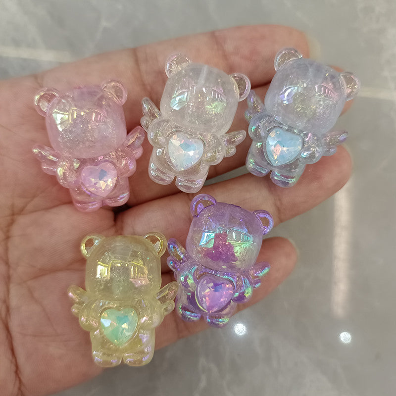 Glow Wing Bear Acrylic Beads 31mm Pastel Iridescent 50pcs