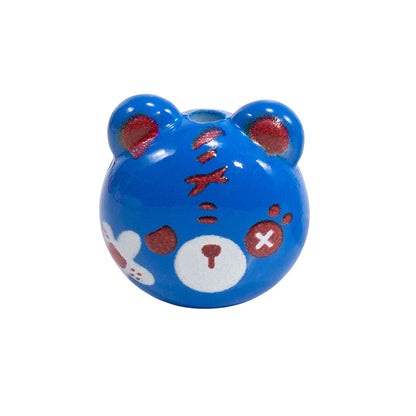Cartoon Character Bear Head Acrylic Beads 17mm Colorful 10pcs 30