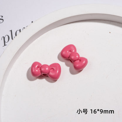 Painted Mini Bow Acrylic Beads 13mm Glossy Mixed Colors 50pcs 17
