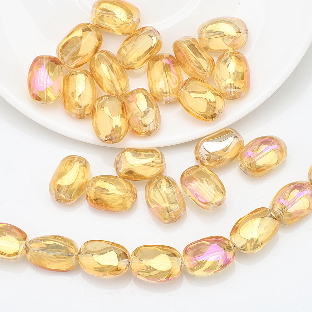 Electroplated Irregular Stone Glass Beads 11x15mm Multicolor 40pcs 6