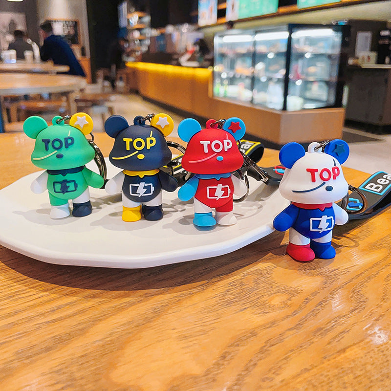 Cartoon Bear Couple PVC Keychain Colorful Urban Style 2