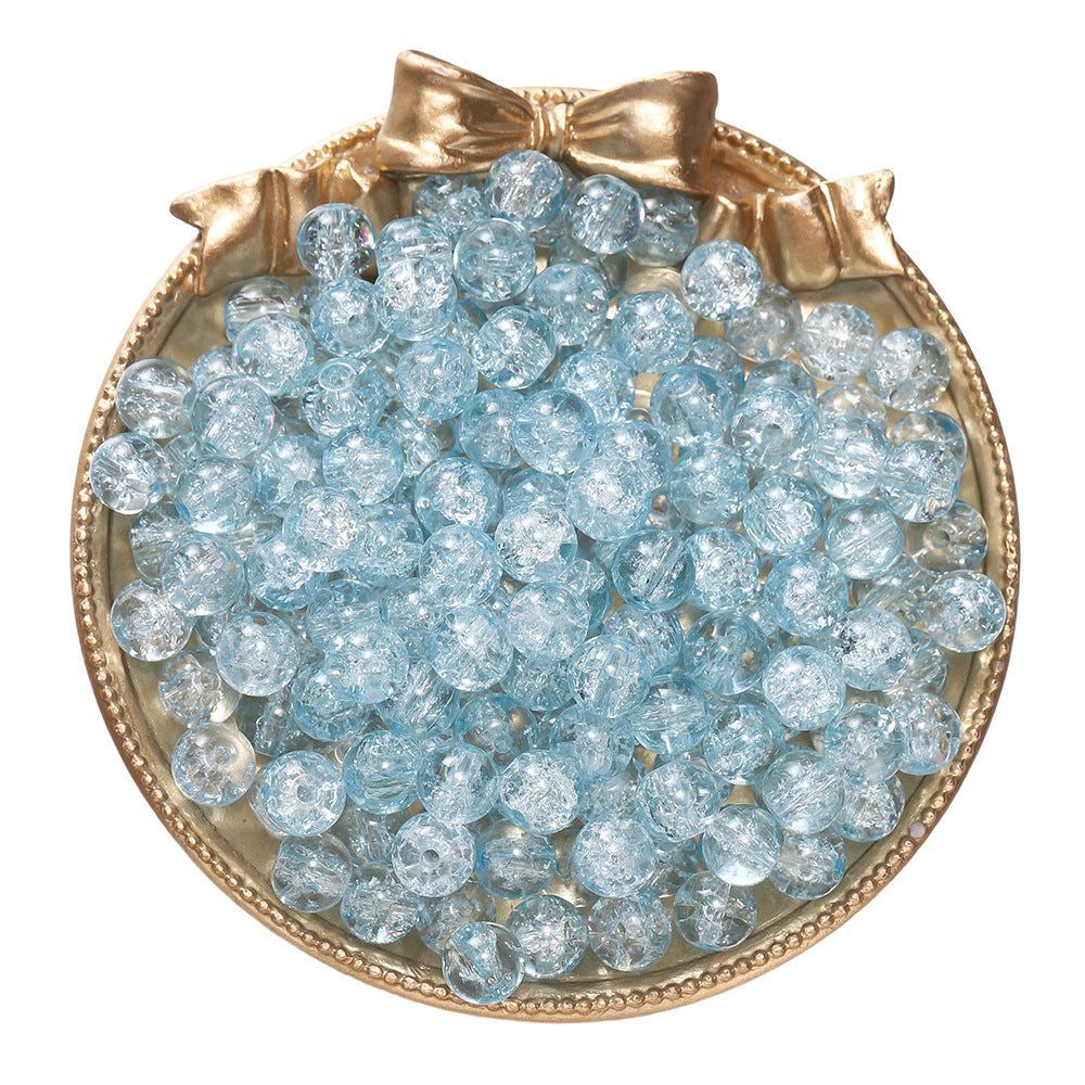 Crackle Round Glass Beads 8mm Colored Hole 1.3mm 50pcs 13