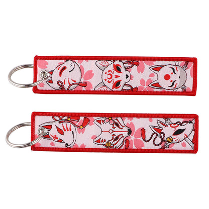 Double Sided Ukiyo Fabric Lanyard Keychain Japanese Motif 2pcs 10