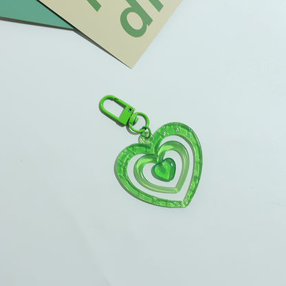 Acrylic Transparent Heart Keychain Colorful Layered Resin Charm 10