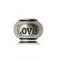 Heart Metal Beads Large Hole Antique Silver Tone 50pcs 9