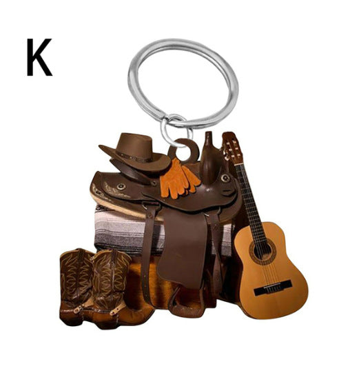 Acrylic Saddle Keychain Vintage Western Cowboy Style 27