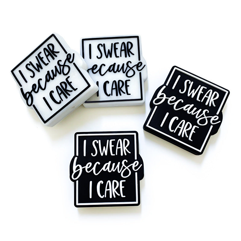 Silicone Focal Beads Swear Phrase Raised Lettering 20pcs