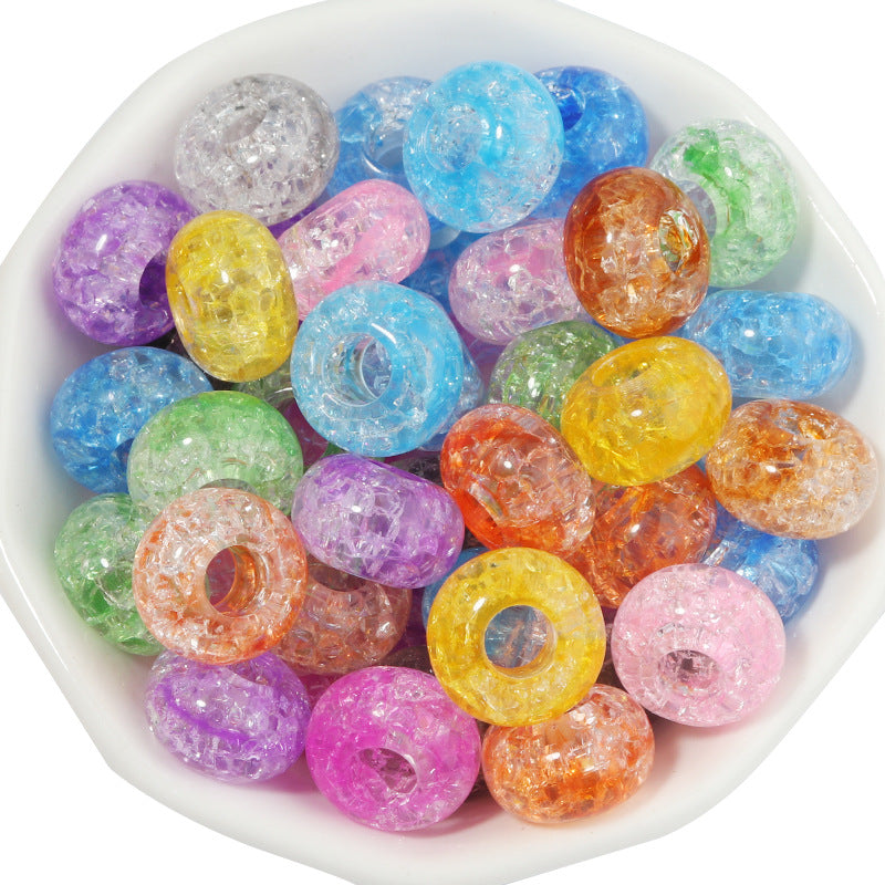 Acrylic Dual Color Crackle Spacer Beads 14mm 50pcs 12