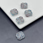 Transparent Clover Shape Glass Beads 14mm Soft Smoky Blue 100pcs 13