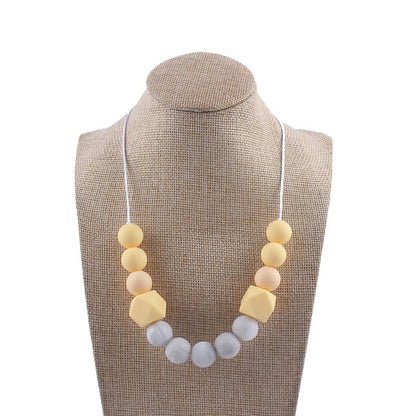 Silicone Beaded Keychain Necklace Matte Marble Hexagon Beads 11