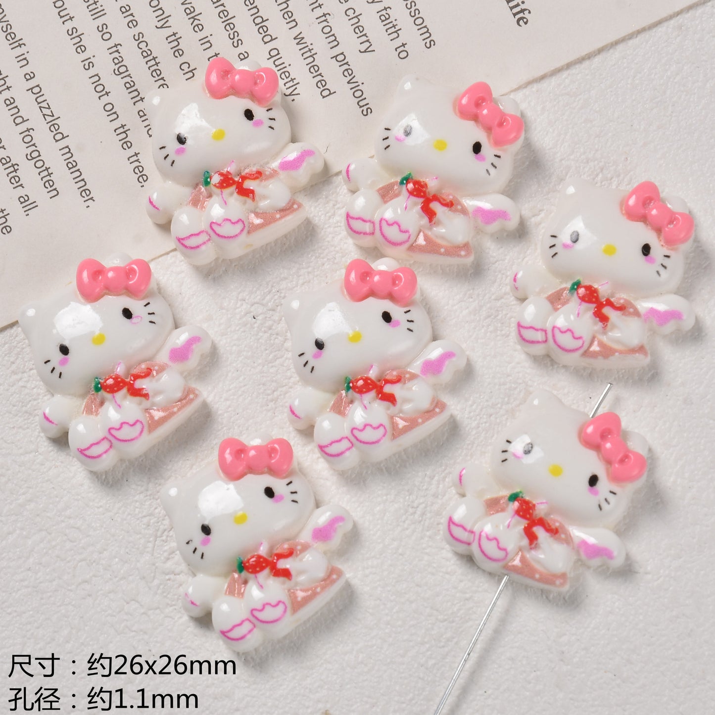 3D Enamel Character Resin Beads Glossy Pastel 2pcs 8