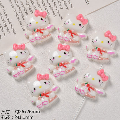 3D Enamel Character Resin Beads Glossy Pastel 2pcs 8