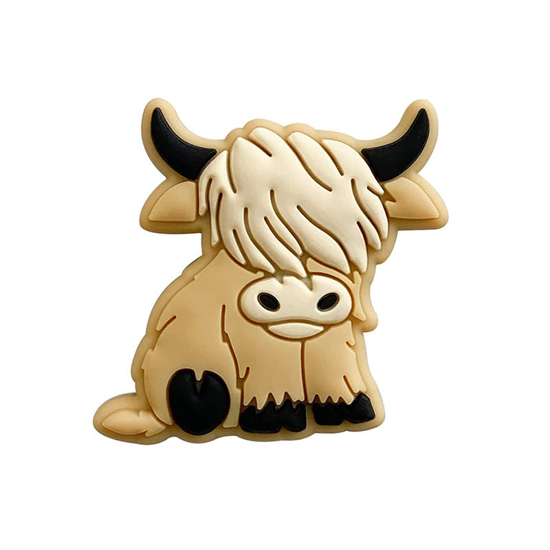 Silicone Focal Beads Cow Smiling Faces Pink Gray 20pcs 7