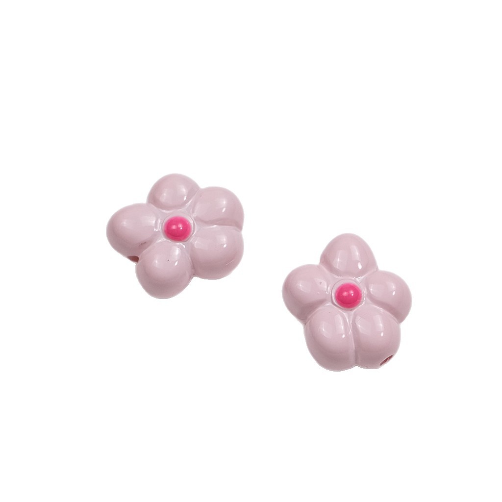 Hand Painted Irregular Flower Acrylic Beads 16mm Enamel Finish 50pcs 3