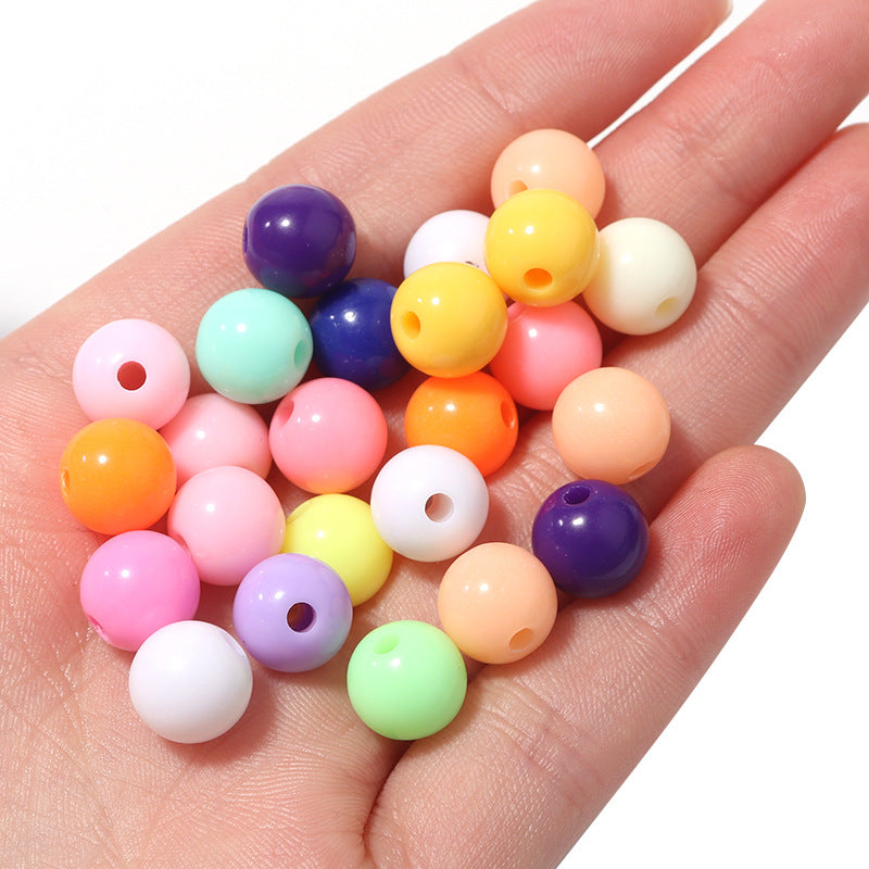 Macaron Color Acrylic Beads 6-12mm Smooth Glossy Round 100pcs 4