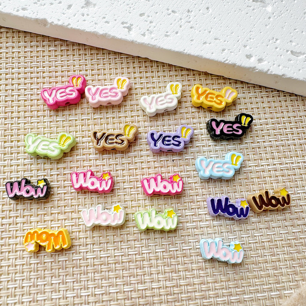 Baking Painted WOW&YES Metal Beads 13mm 15mm Colorful Alloy 20pcs 3