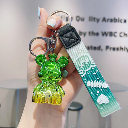 Resin Crown Bear Keychain Metallic Finish Cartoon Charm 7