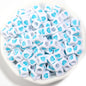 Square Acrylic Beads 6.7mm Glossy Dripping Oil Love Design 100pcs 8