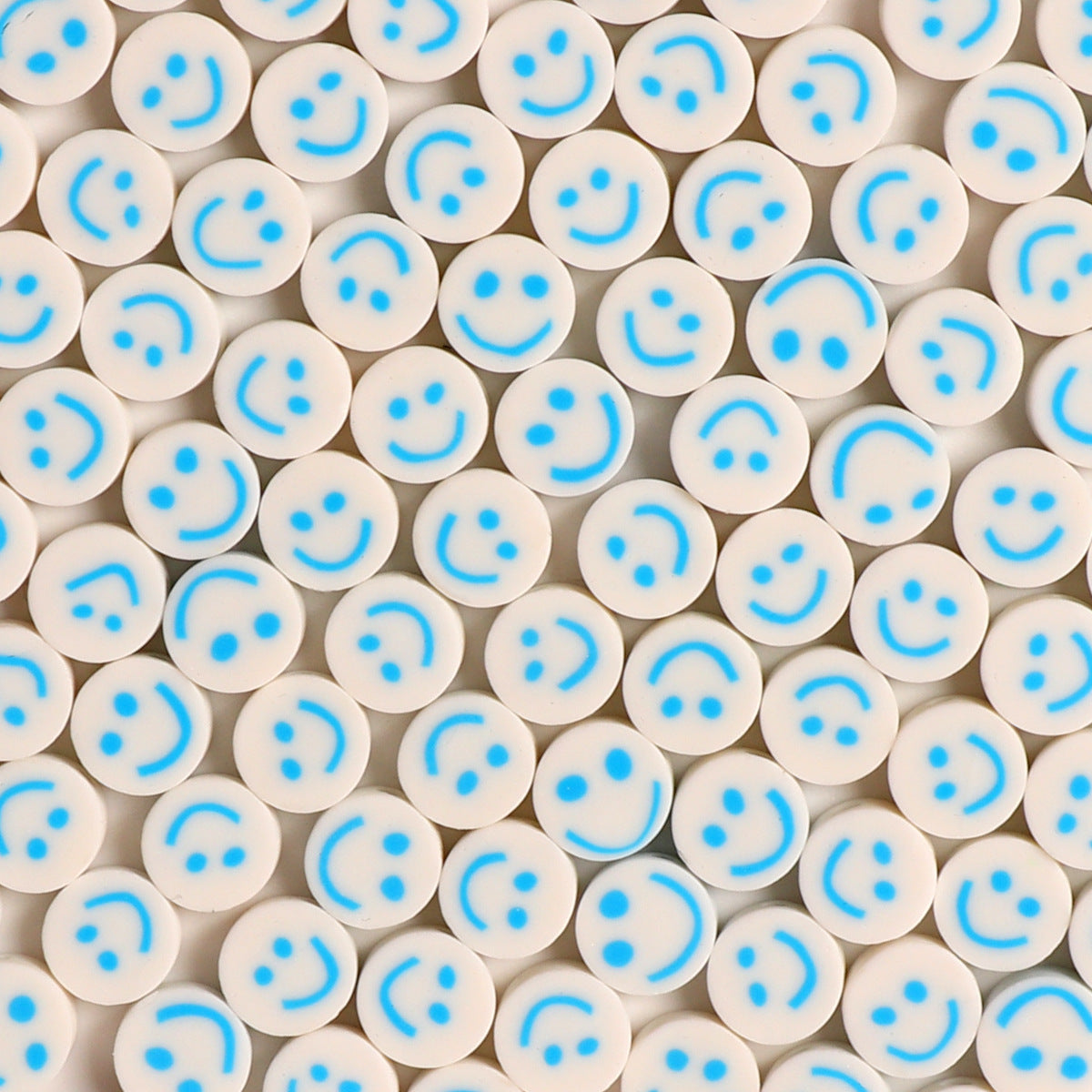 Flat Clay Beads 10mm Colorful Smiley Face Polymer 100pcs 12