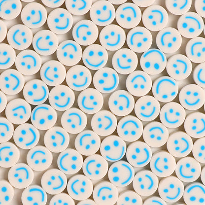 Flat Clay Beads 10mm Colorful Smiley Face Polymer 100pcs 12