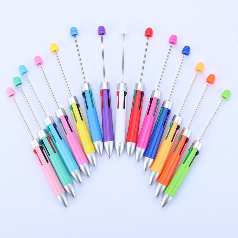 Beadable Pen Four Color Ballpoint Vibrant Barrel Bullet Tip