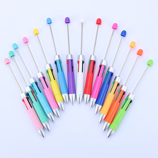 Beadable Pen Four Color Ballpoint Vibrant Barrel Bullet Tip
