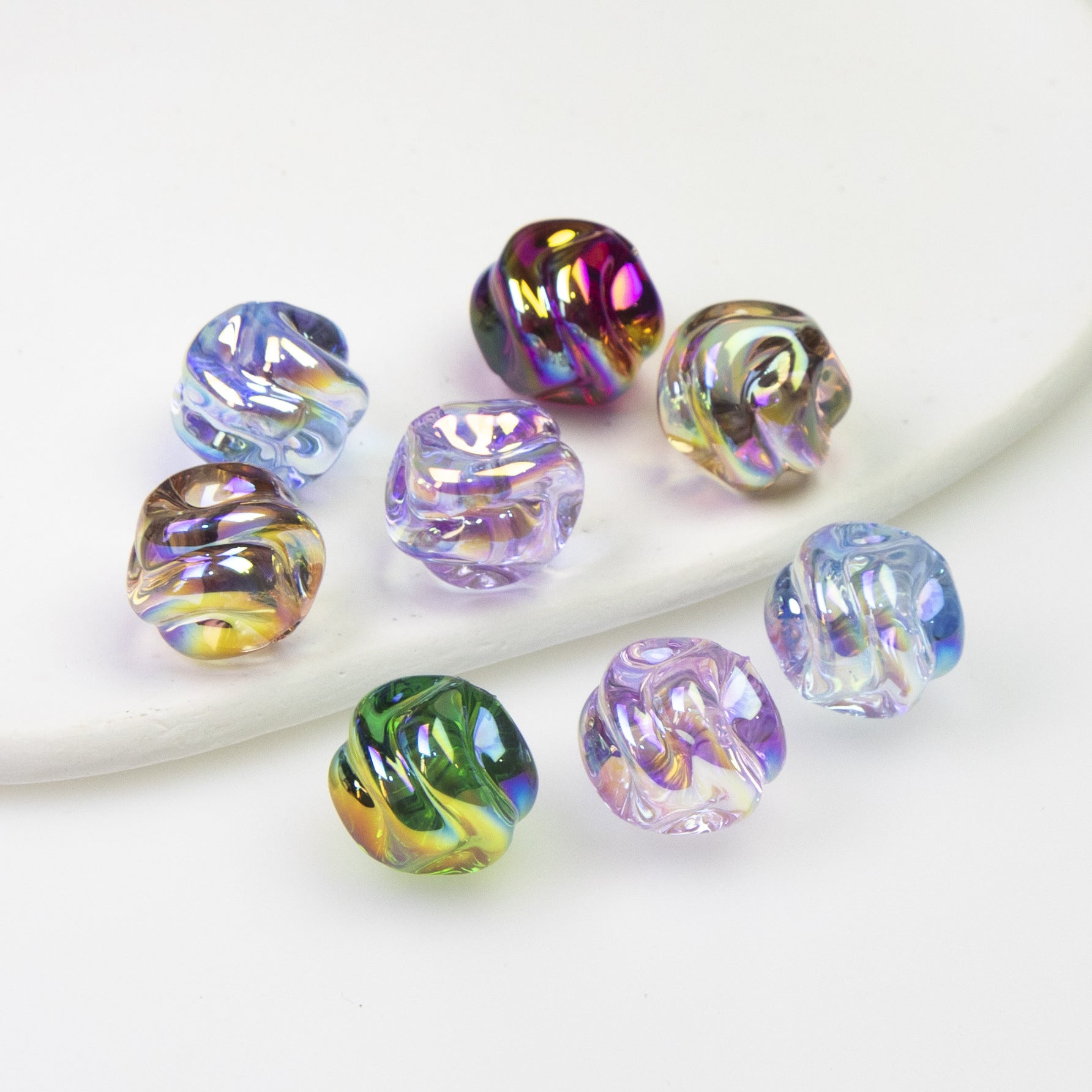 Transparent Twist Acrylic Beads 15mm 16mm Plated Assorted 20pcs 6