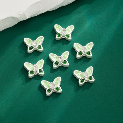 Two-Color Butterfly Rhinestone Beads 17mm Alloy Base 10pcs 6