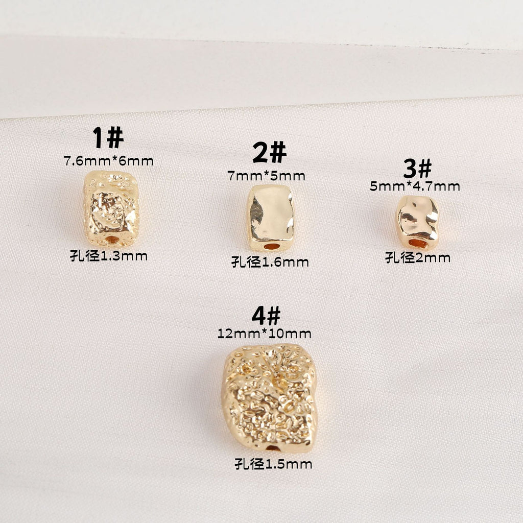 Irregular Stone Shaped Metal Beads Gold Tone 50pcs 2