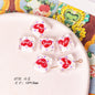 Lampwork Glass Beads Square 15mm Hand Painted Dotted Heart 10pcs 12