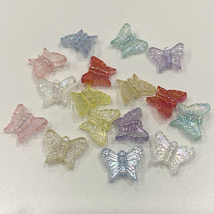 Transparent Butterfly Acrylic Beads 16mm UV Plating Summer 30pcs 14