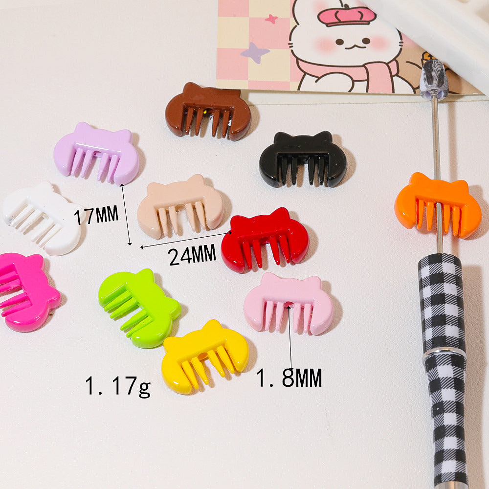 Painted Cat Ear Comb Acrylic Beads 24mm Colorful Glossy 50pcs 4