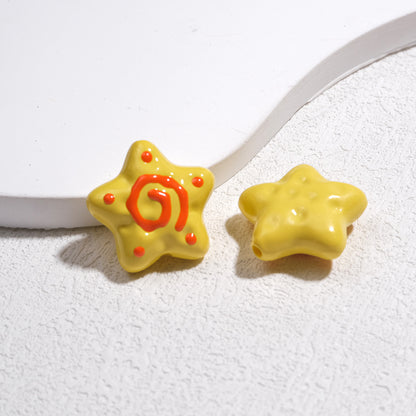 Spiral Pattern Starfish Acrylic Beads 20mm Glossy Mixed Colors 20pcs 10