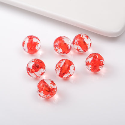 Transparent Star Core Acrylic Beads 9.8mm Colorful Mixed 200pcs 7