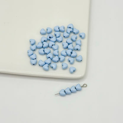 Heart Metal Beads 6mm Puffy Glossy Pastel Colors 50pcs 14