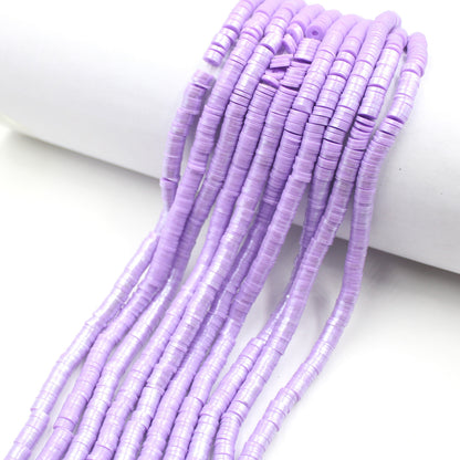 Pearly Lustre Flat Disc Clay Beads 6mm Colorful Pastel 10strands 19