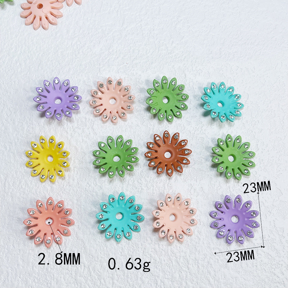 Acrylic Flower Spacer Beads 23mm Rhinestone Encrusted 100pcs 6