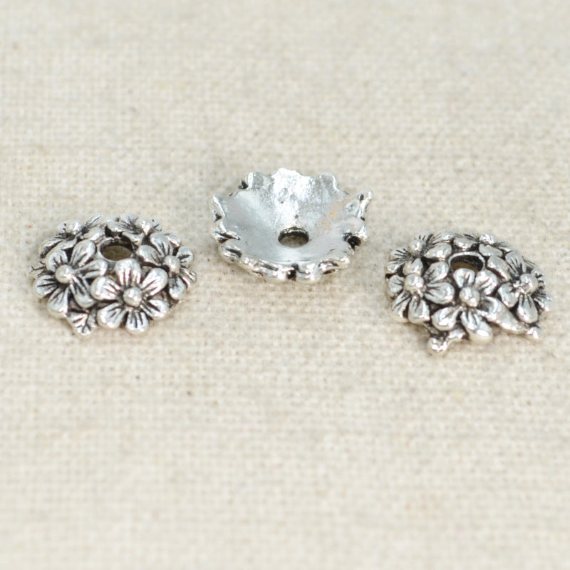 Alloy Flower Bead Caps 12mm Antique Silver Cluster 100pcs 4