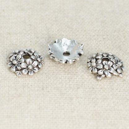 Alloy Flower Bead Caps 12mm Antique Silver Cluster 100pcs 4