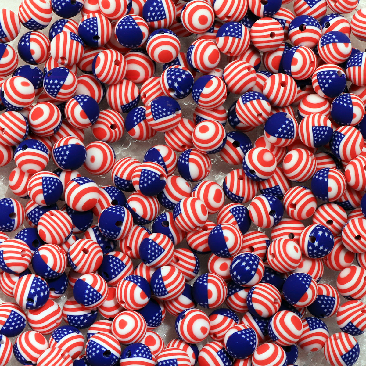 Round Clay Beads 8mm American Flag Design Polymer 100pcs 5