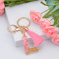 Resin Floral Pink Tassel Monogram Keychain Alphabet Letter A 38