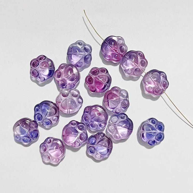 Vintage Cat Claw Glass Beads 15mm Glossy Translucent Colors 50pcs 8