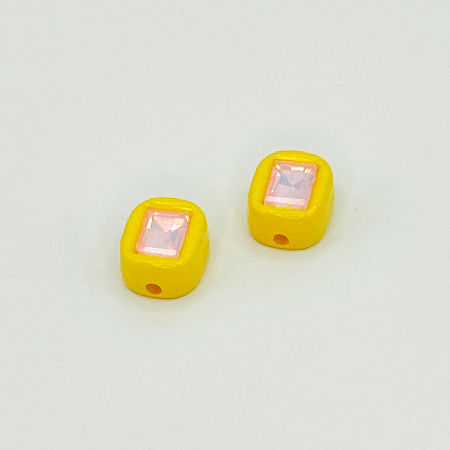 Painted Square Acrylic Beads 14mm Diamond Faceted Mixed Colors 10pcs 10