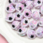 Painted Flower Acrylic Beads 16mm Round 14x18mm Square Purple Hand Painted 1pc 13